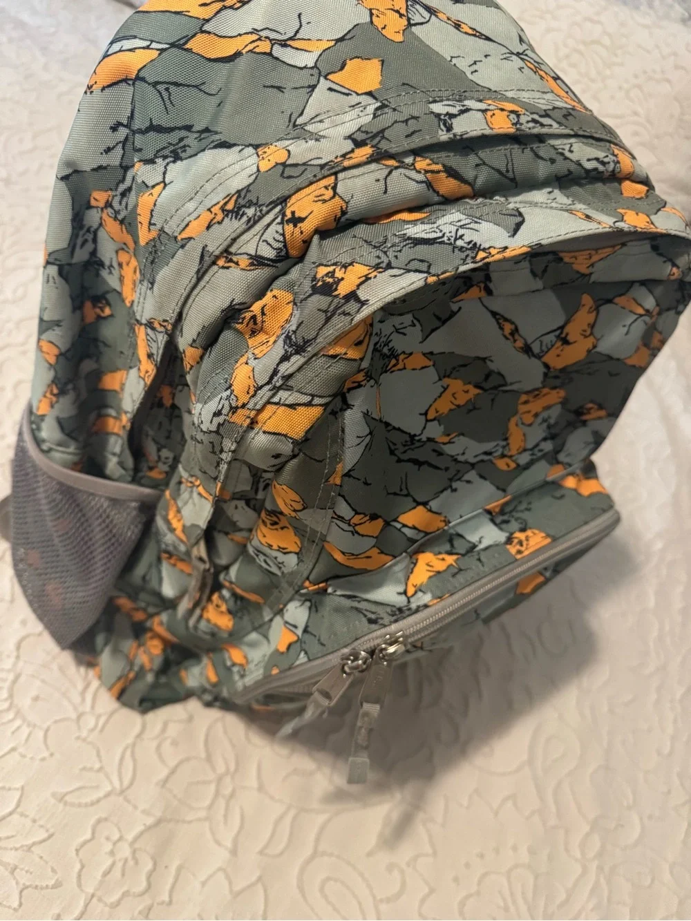 L.L. Bean Green & Orange Patterned Backpack